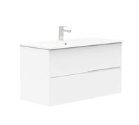 Baikal Mueble de baño Gavin, 2 cajones, suspendido en Pared. Incluye Lavabo cerámico. Varios Acabados. Se Entrega Montado. Sin Espejo 100 cm Blanco