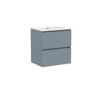 Baikal Mueble de Baño Klay. Mueble MONTADO. 2 Cajones Suspendido con Lavabo. Armario de Baño. Lavabo Ceramico. 60cm Azul.