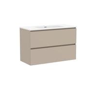 Baikal Mueble de Baño Klay. Mueble MONTADO. 2 Cajones Suspendido con Lavabo. Armario de Baño. Lavabo Ceramico. 100cm Visón.