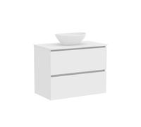 Baikal Mueble de Baño Klay. Mueble MONTADO. 2 Cajones Suspendido con Lavabo sobre Encimera. Armario de Baño. Lavabo Ceramico. 90cm Blanco.