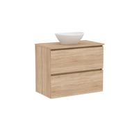 Baikal Mueble de Baño Klay. Mueble MONTADO. 2 Cajones Suspendido con Lavabo sobre Encimera. Armario de Baño. Lavabo Ceramico. 80cm Bardolino.