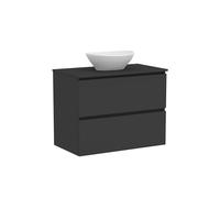 Baikal Mueble de Baño Klay. Mueble MONTADO. 2 Cajones Suspendido con Lavabo sobre Encimera. Armario de Baño. Lavabo Ceramico. 90cm Negro.