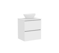Baikal Mueble de Baño Klay. Mueble MONTADO. 2 Cajones Suspendido con Lavabo sobre Encimera. Armario de Baño. Lavabo Ceramico. 60cm Blanco.