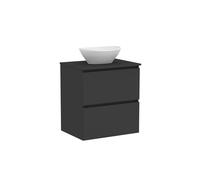 Baikal Mueble de Baño Klay. Mueble MONTADO. 2 Cajones Suspendido con Lavabo sobre Encimera. Armario de Baño. Lavabo Ceramico. 60cm Negro.