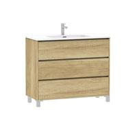 Baikal Mueble de Baño Lex. Mueble MONTADO. 3 Cajones con Patas con Lavabo. Armario de Baño. 100cm Nature