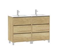 Baikal Mueble de Baño Lex. Mueble MONTADO. 6 Cajones con Patas con Lavabo. Armario de Baño. 120cm Nature