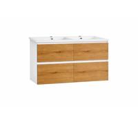 Baikal Mueble de Baño Lia. Mueble MONTADO. 4 Cajones Suspendido con Lavabo Ceramico. Armario de Baño. Cierre Amortiguado. Altura 64cm. 120cm. Blanco - Teka