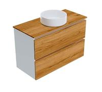 Baikal Mueble de Baño Lia Top. Mueble MONTADO. 90cm Blanco - Teka. 2 Cajones Suspendido con Lavabo sobre encimera. Armario de Baño. Cierre Amortiguado. Altura 64cm