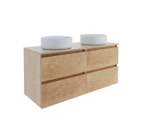 Baikal Mueble de Baño Mel. Mueble MONTADO. 120cm Nature 4 Cajones Suspendido con Lavabo sobre Encimera. Armario de Baño. Incluye Lavabo Ceramico