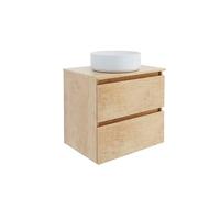 Baikal Mueble de Baño Mel. Mueble MONTADO. 60cm Nature 2 Cajones Suspendido con Lavabo sobre Encimera. Armario de Baño. Incluye Lavabo Ceramico