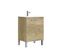 Baikal Mueble de Baño Neo, Dos Puertas, Mueble con Patas. Varios Acabados y Medidas. Melamina 16mm. Mueble MONTADO. 2 Puertas sin Espejo 60 cm Nature