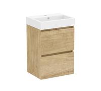 Baikal Mueble de Baño Nix. Mueble MONTADO. 2 Cajones Suspendido con Lavabo. Armario de Baño. Lavabo Ceramico. 45cm Nature.