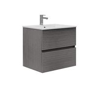 Baikal Mueble de Baño TRIX. Mueble 2 cajones, suspendido en Pared. Varios Acabados y Medidas. Mueble Montado. 2 Cajones 60 cm Ceniza