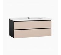 Baikal Mueble de Baño Vita. Mueble MONTADO. Ancho 100cm Visón. Cierre Amortiguado. 2 Cajones Suspendido con Lavabo Ceramico. Armario de Baño.