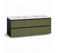 Baikal Mueble de Baño Vita. Mueble MONTADO. Ancho 120cm Verde Musgo. Cierre Amortiguado. 4 Cajones Suspendido con Lavabo Ceramico. Armario de Baño.