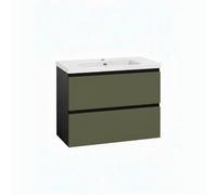 Baikal Mueble de Baño Vita. Mueble MONTADO. Ancho 70cm Verde Musgo. Cierre Amortiguado. 2 Cajones Suspendido con Lavabo Ceramico. Armario de Baño.