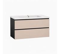 Baikal Mueble de Baño Vita. Mueble MONTADO. Ancho 80cm Visón. Cierre Amortiguado. 2 Cajones Suspendido con Lavabo Ceramico. Armario de Baño.