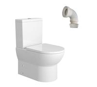 BAIKAL Pack Inodoro T4 + Manguito Extensible 150-470mm. WC Compacto a Suelo con Sistema Rimless y cisterna Monobloque de Doble Descarga. Sanitario con Salida Dual y Asiento con caída Amortiguada