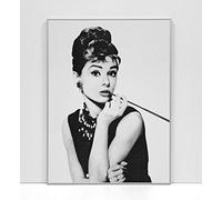 BaikalGallery Audrey Hepburn - Cuadro Enmarcado (M1038) MOLDURA DE Aluminio Plata - Montaje EN Panel Adhesivo Y Ligero (Foam)- Laminado EN Mate (SIN Cristal) (40x56cm)