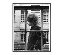 BaikalGallery Bob Dylan Retrato Cuadro Enmarcado (V3456) - Moldura de Aluminio Mate Color Negro - Montaje en Panel Adhesivo (Foam)- Laminado en Mate (Sin Cristal) (30x40cm)