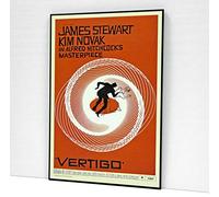 BaikalGallery Cartel Enmarcado Vertigo (1958) - (F1045) - Enmarcado en Moldura de Aluminio Mate Color Negro - Montaje en Panel Adhesivo (Foam)- Laminado en Mate (Sin Cristal) (50x75cm)