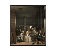 BaikalGallery DIEGO VELAZQUEZ - LAS MENINAS CUADRO (P2206) -Enmarcado en Moldura de Aluminio Mate color Negro - Montaje en Panel adhesivo (Foam)- Laminado en Mate (Sin Cristal) (60x68cm)