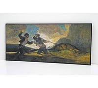 BaikalGallery Francisco DE Goya Duelo A GARROTAZOS Cuadro (P2356) Enmarcado MOLDURA DE Aluminio Color Negro- Montaje EN Panel Adhesivo (Foam)- Laminado EN Mate (SIN Cristal)(60x130cm)