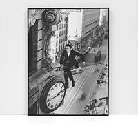 BaikalGallery Harold Lloyd Cuadro Vintage (M0002)-Moldura Aluminio Negro Mate- Montaje en Panel Adhesivo Foam- Acabado Laminado en Mate (sin Cristal) (50x70cm)