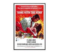 BaikalGallery LO Que EL Viento SE LLEVO Cartel Enmarcado (F0209) - Moldura de Aluminio Color Negro- Montaje en Panel Adhesivo (Foam)- Laminado en Mate (Sin Cristal) (30x45cm)