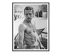 BaikalGallery Paul Newman Cuadro Enmarcado (V3463) -Moldura de Aluminio Mate Color Negro - Montaje en Panel Adhesivo (Foam)- Laminado en Mate (Sin Cristal) (30x40cm)