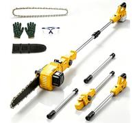 BaiKrafton Mini motosierra 2 en 1 de 8 pulgadas con barra telescópica | Motosierra telescópica sin escobillas compatible con batería Dewalt de 18 V, 20 V, alcance de trabajo 4,5 m