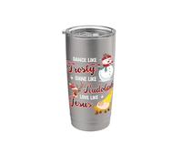 Baila como brillo escarchado como Rudolph amor como Jesús Navidad Vaso térmico de acero inoxidable de doble pared
