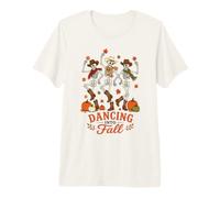 Bailando en otoño Vaquero Esqueleto Calabaza otoño Humor Arte Camiseta Premium
