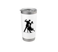 Bailando Siluetas Pareja Pose Baile Relación Matrimonio Vaso térmico de acero inoxidable de doble pared