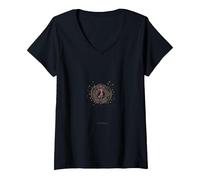 Bailar como Nadie Viendo Silueta Alegre Camiseta Cuello V, Mujer, Negro, L