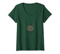 Bailar como Nadie Viendo Silueta Alegre Camiseta Cuello V, Mujer, Verde Bosque, S