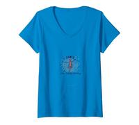 Bailar como Nadie Viendo Silueta Alegre Camiseta Cuello V, Mujer, Zafiro, S