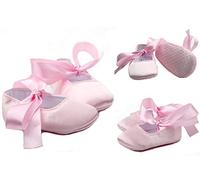 Bailarina de Cuna Rosa para Niña Recién Nacida de 0 a 6 Meses de Satel Seda Zapatos de Bautizo Boda Baby Brillabenny