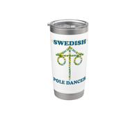 Bailarina de poste sueca Divertido Midsummer Maypole Midsommar Suecia Vaso térmico de acero inoxidable de doble pared