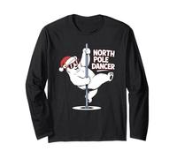 Bailarina del Polo Norte Oso Blanco con Gafas de Sol Santa Sombrero Juego de Palabras Manga Larga
