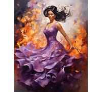 Bailarina en un vestido morado Kit de pintura por números, lienzo de 16 x 20 pulgadas, pintura al óleo para niños, estudiantes, adultos, principiantes, con pinceles, pigmento acrílico, graffiti,
