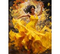 Bailarina flamenca en un vestido amarillo, pintura por números para adultos, mujeres apasionadas, pintura al óleo, kits de pintura acrílica, lienzo con pintura acrílica, 16 x 20 pulgadas (sin marco)