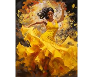 Bailarina flamenca en un vestido amarillo, pintura por números para adultos, mujeres apasionadas, pintura al óleo, kits de pintura acrílica, lienzo con pintura acrílica, 16 x 20 pulgadas (sin marco)