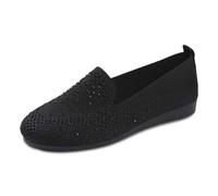 Bailarina Mujer Deportiva Bailarinas Planas Punta Redonda Slip On Plano Vestido de Punto Zapatos Verano Antideslizante Elegante Mocasines Punto Zapatillas Cómodos Zapatos de Verano, O negro., 39 EU