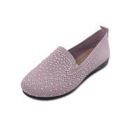 Bailarina Mujer Deportiva Bailarinas Planas Punta Redonda Slip On Plano Vestido de Punto Zapatos Verano Antideslizante Elegante Mocasines Punto Zapatillas Cómodos Zapatos de Verano, Rosa., 43 EU
