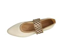 Bailarina Mujer Malla Transpirable Zapatos Planos Elegantes Zapatos de Caminar Ligeros Cómodos Slip On Con Correas Bailarina Zapatos de Punto Casual Zapatos de Baile sin Tacón, O beige., 36 EU