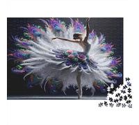 Bailarina Pluma Rompecabezas 1000 Piezas Adultos Bailarina Plumas Pavo Real Premium Grueso Resistente Vibrante Desafiante Alivio Estrés Juego Familiar Decoración 38x26cm/1000pcs