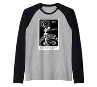 Bailarina Skeleton Tarot Card Dance Halloween Gótico Ballet Camiseta Manga Raglan