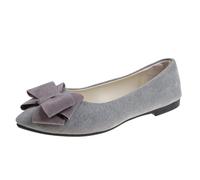 Bailarina - Zapatos planos de ante para mujer, con nudo de lazo, ligeros, elegantes, antideslizantes, para verano, para niñas, cómodos, para el tiempo libre, bailarinas, 2 gris., 35 EU