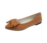 Bailarina - Zapatos planos de ante para mujer, con nudo de lazo, ligeros, elegantes, antideslizantes, para verano, para niñas, cómodos, para el tiempo libre, bailarinas, 1 marrón., 36 EU